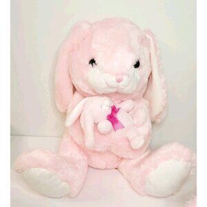 2015 Dan Dee Collectors Choice Pink Bunny Rabbit Plush Holding Baby Bunny Plush